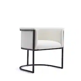 Manhattan Comfort - Cosmopolitan Mid-Century Modern Metal Vegan Leather Dining Chair - Ivory