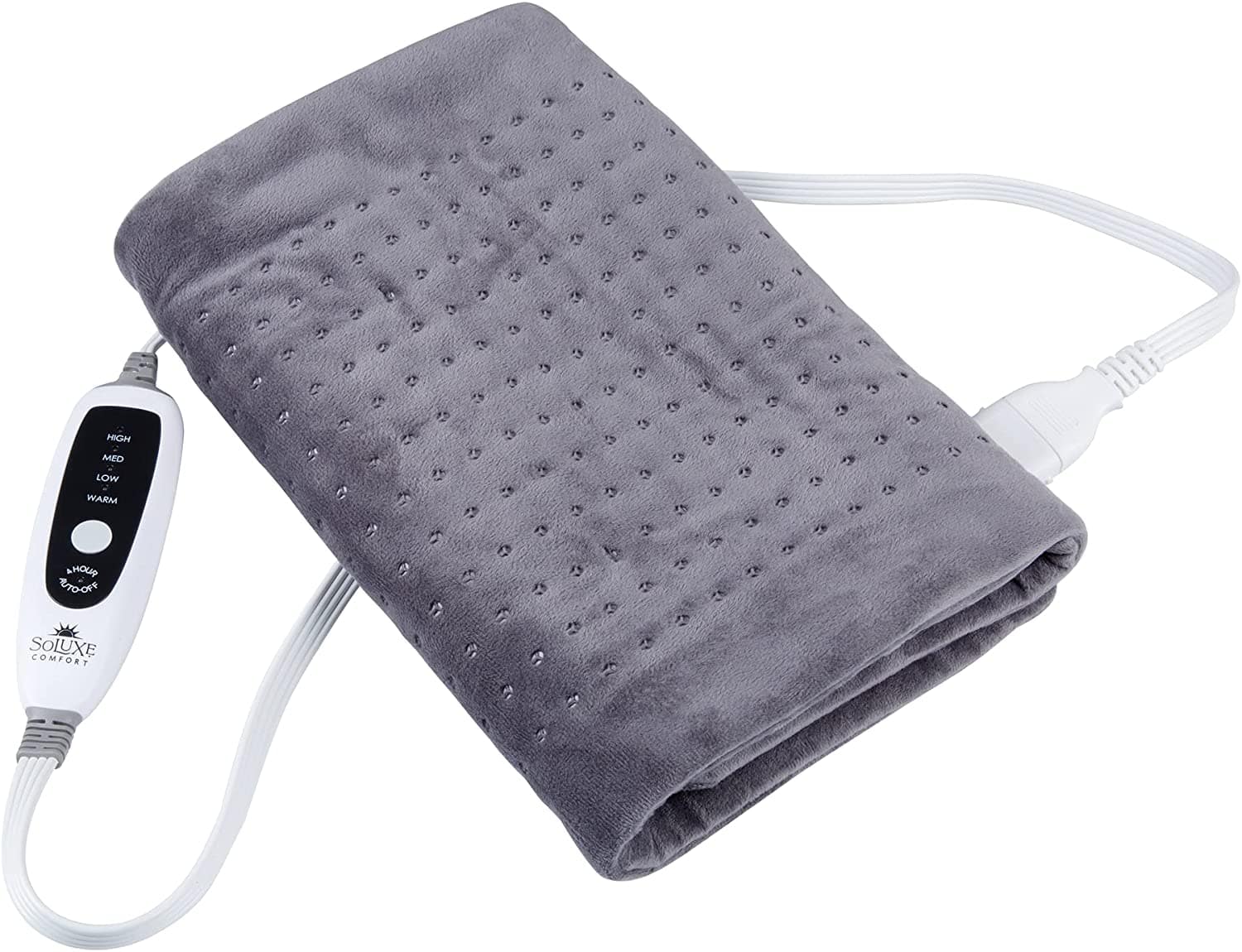Soluxe Comfort - XL, King Size Heating Pad with 4 Heat Settings - Gray