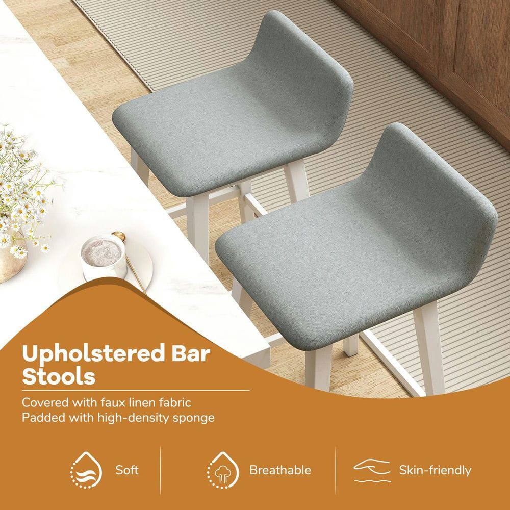 Upholstered Bar Stools

Covered with faux linen fabric  
Padded with high-density sponge

Soft  
Breathable  
Skin-friendly