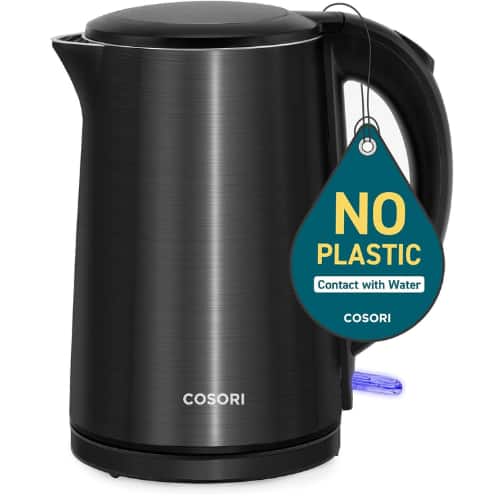 Cosori - Electric Kettle 1.5L – Cool-Touch Double Wall Stainless Steel, Auto Shut-Off & Boil-Dry Protection, 1500W - Black