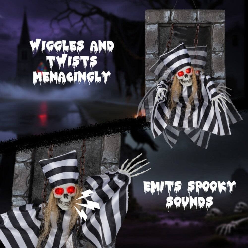 Wiggles and twists menacingly  
Emits spooky sounds