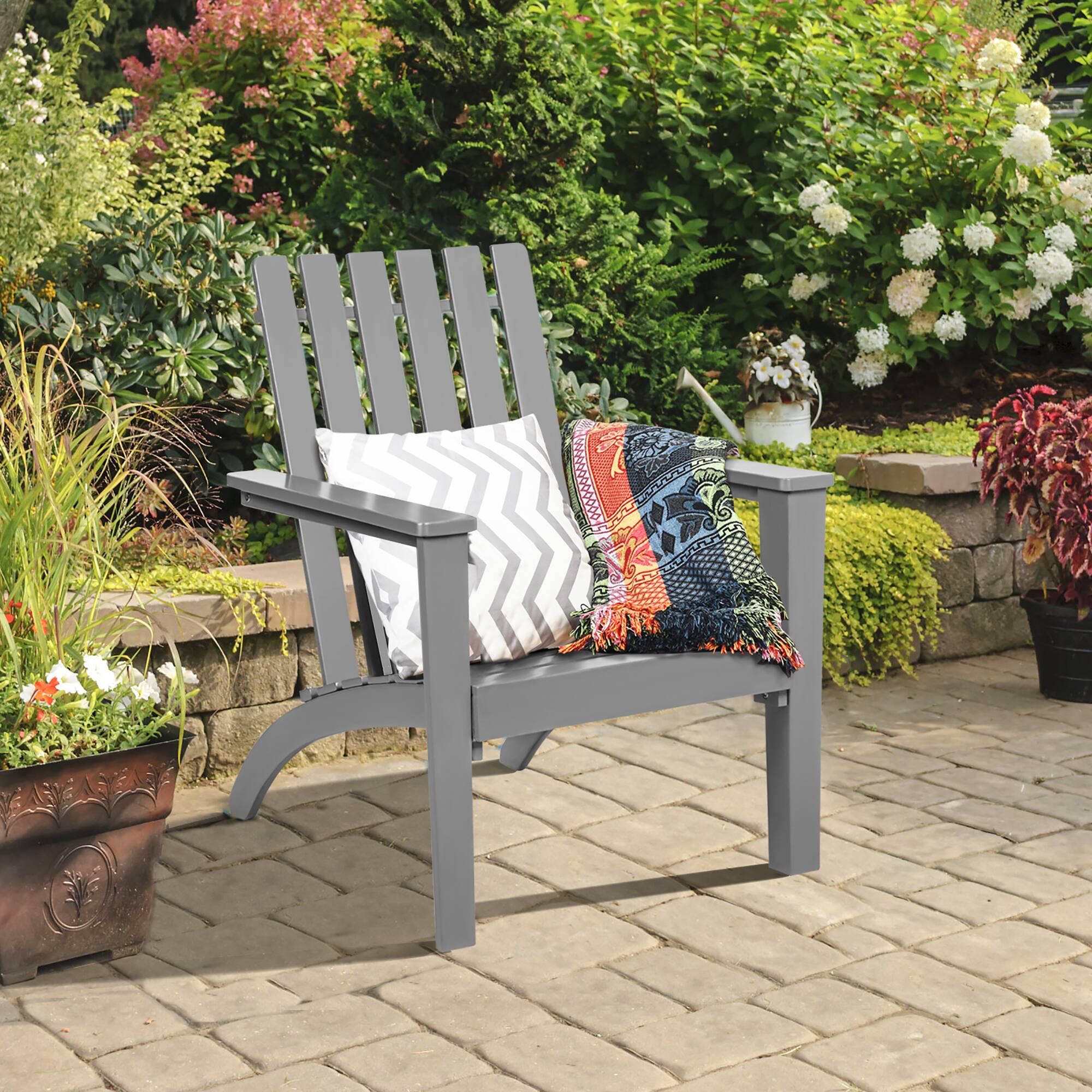 Alt View 1. Costway - Costway Patio Adirondack Chair Acacia Wood Lounge Armrest Garden Deck - Gray.