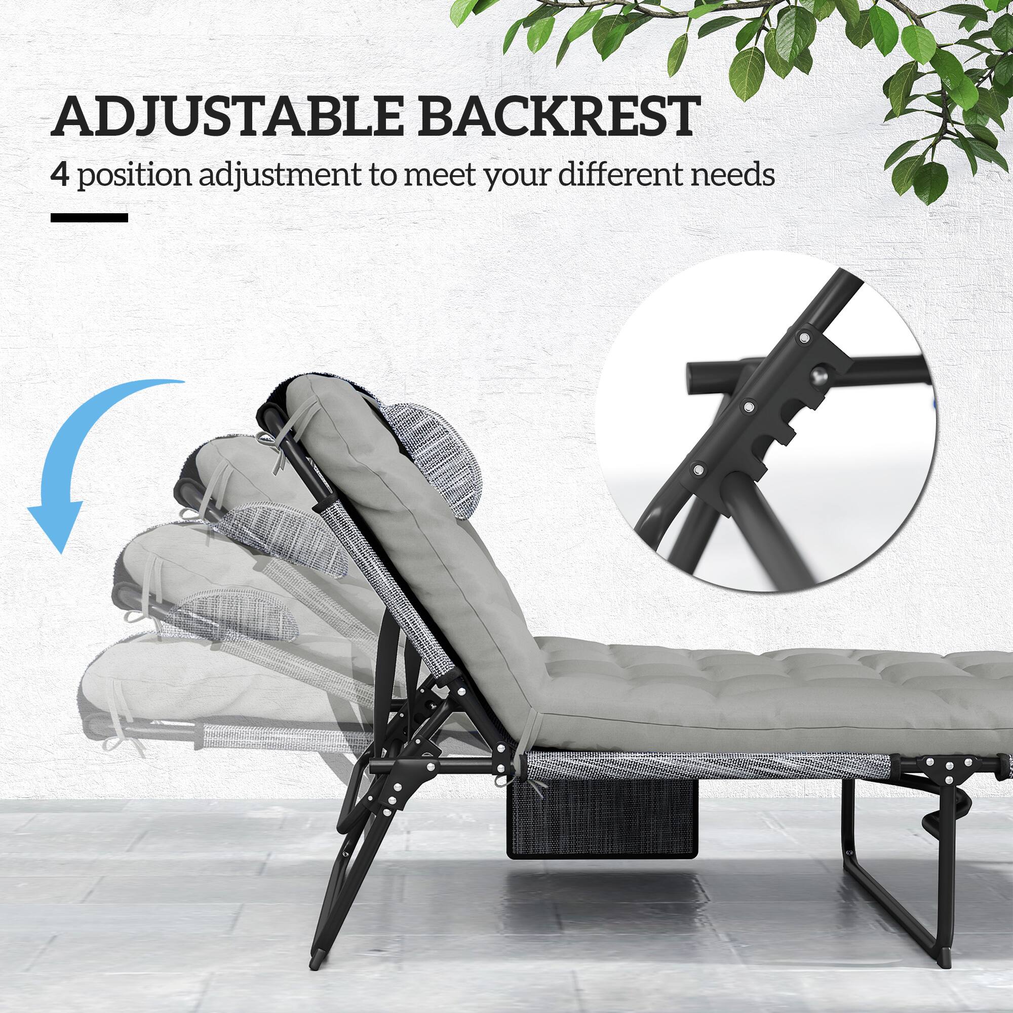 ADJUSTABLE BACKREST
4 position adjustment to meet your different needs