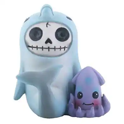 Front. Pacific Trading - Furrybones Sonar Skeleton in Dolphin Costume with Squid Halloween Figurine - Blue.