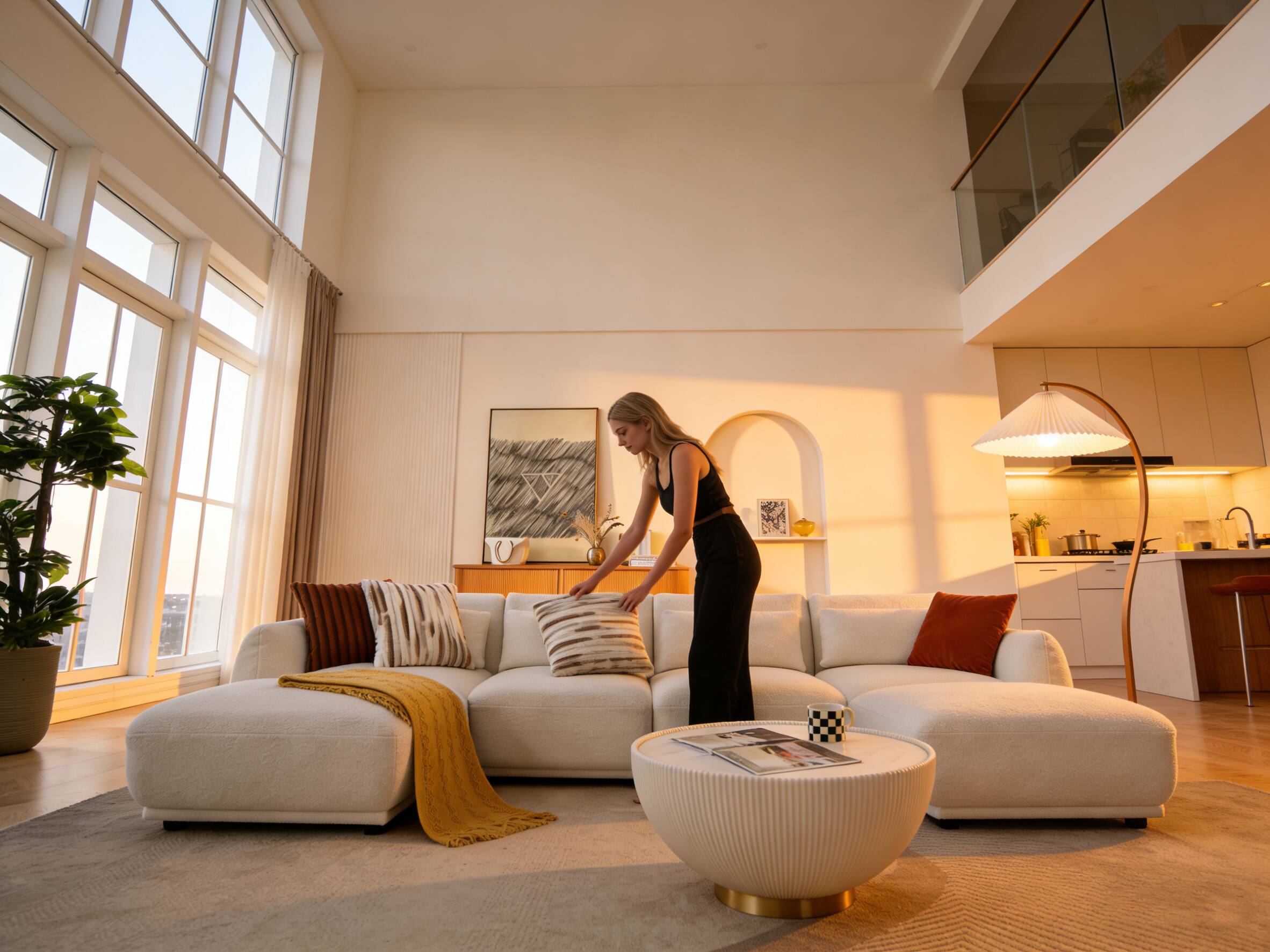 Back. Electra Tech Xpress - Sectional Sofa Couch,Convertible U Shaped Sectional for Living Room,Modular L Shaped Couch with Removable Ottoman - White.