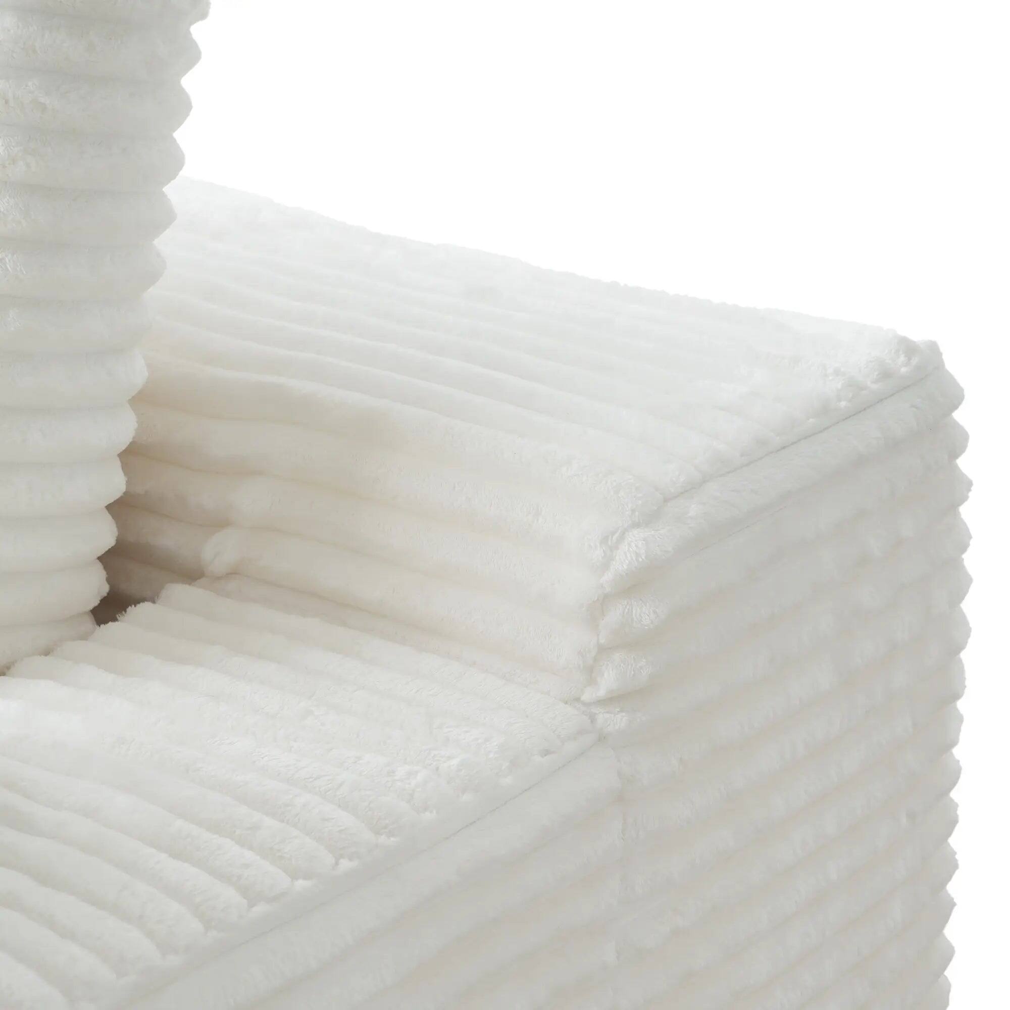 Alt View 6. Yardgrace - Corduroy Sofa Bed, Boneless Sleeper Sofa Lounge Chair Indoor, Modern Comfy Deep Seat Lazy Couch - White.