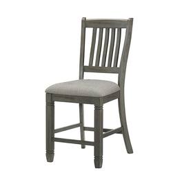 Manhattan Lane - 26 Inch Counter Height Chair Set of 2, Slat Back, Fabric Seat - Gray
