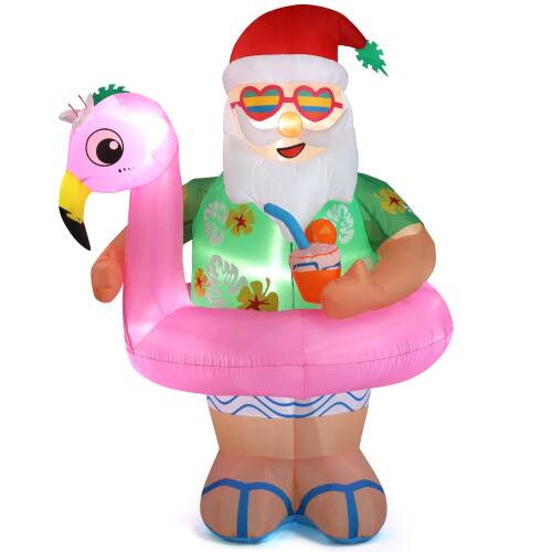 Alt View 1. Winado - 6FT Christmas Inflatable Hawaii Santa Claus with Built-in LED Lights Blow Up for Indoor Yard Party Holiday Decorations - Multicolor.
