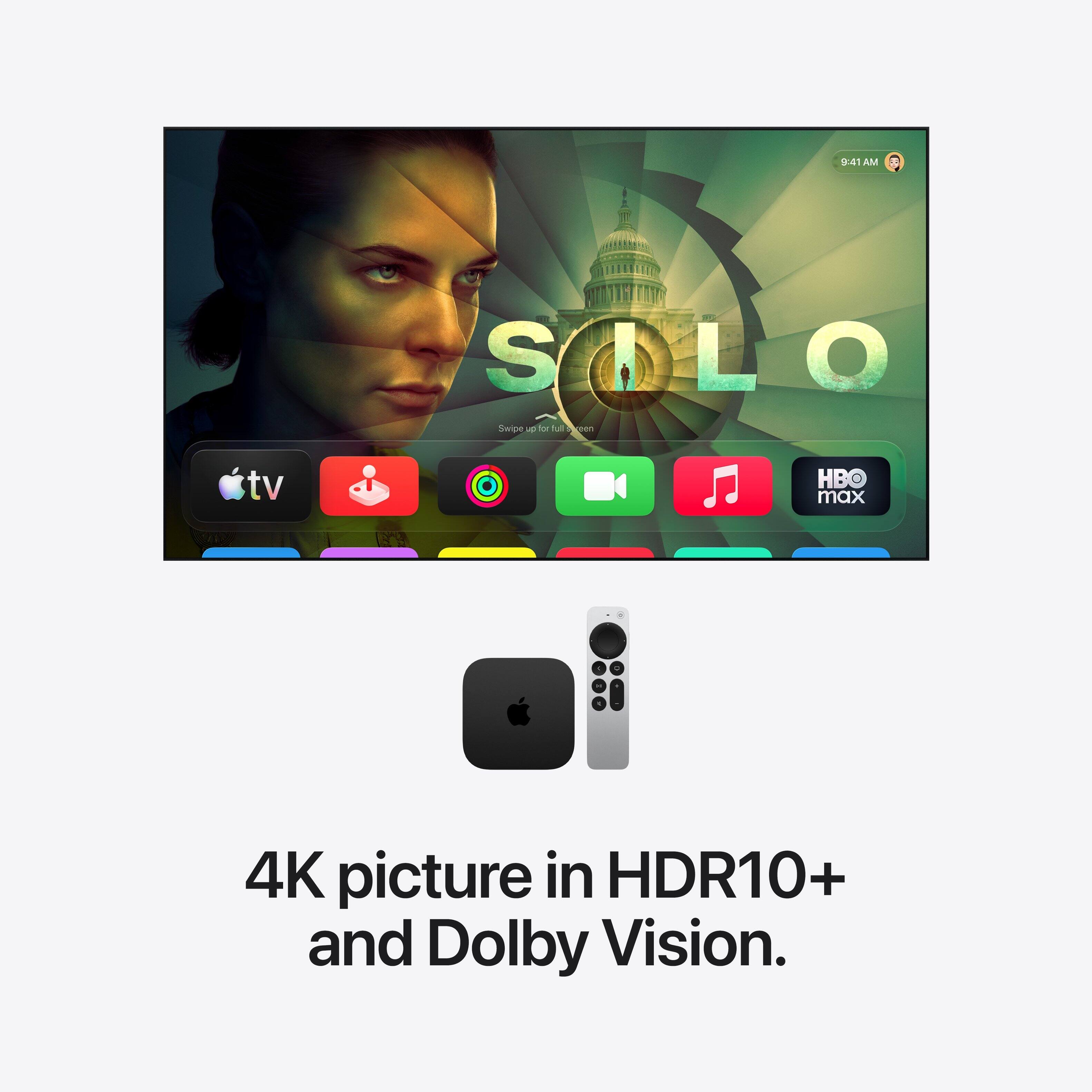 9:41 AM  
SOLO Swipe up for full screen  
tv  
HBO max  
4K picture in HDR10+ and Dolby Vision.