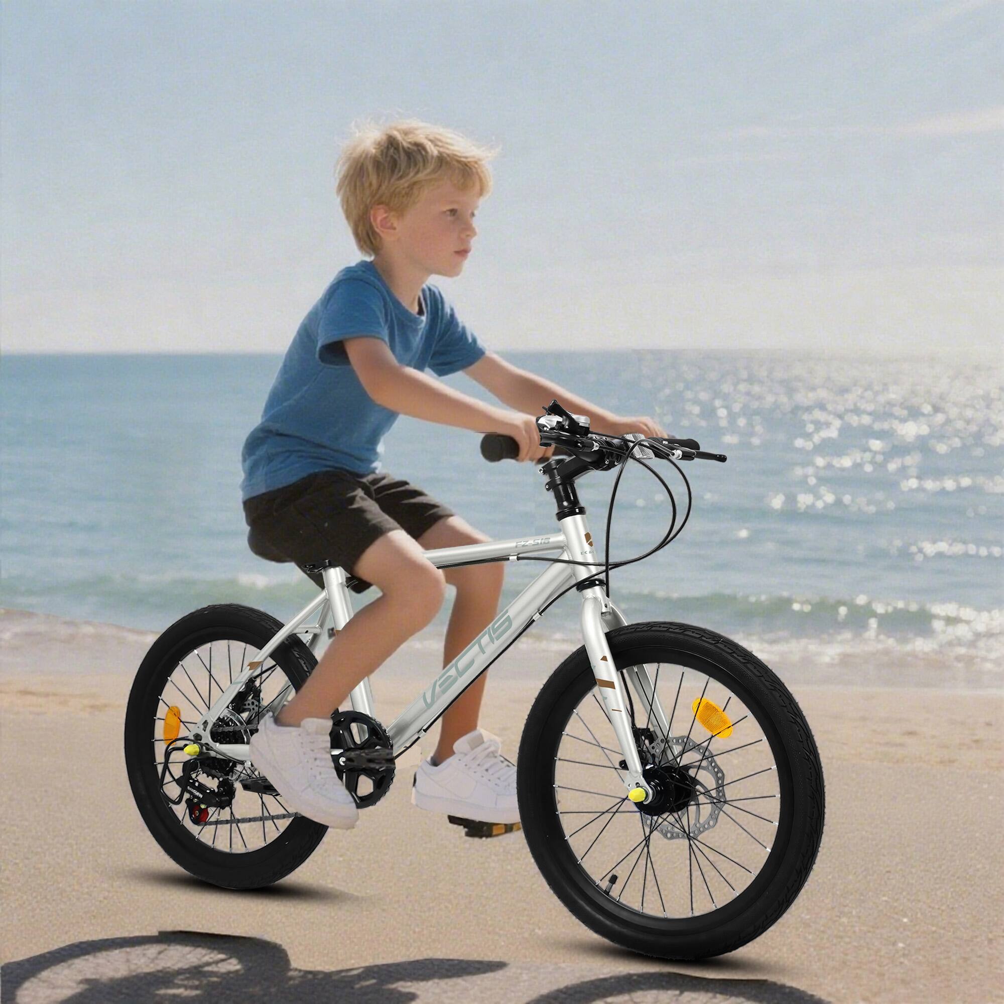 Left. Chery Life - 20 in. Gray Steel Kids' Bike 7 Speed  with Dual Disc Brakes  Ages 6-12 - Gray.