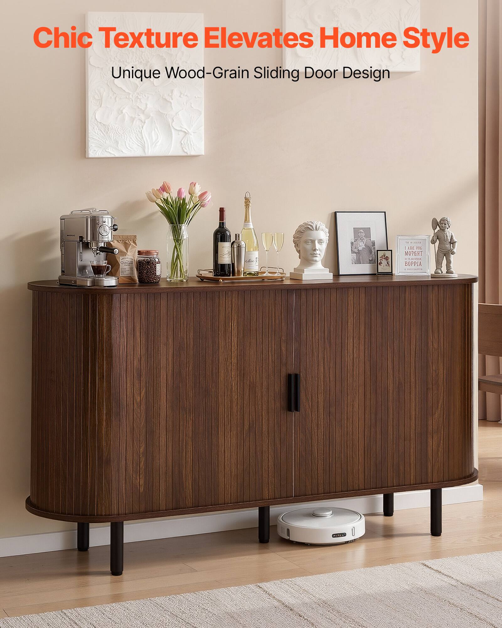 Chic Texture Elevates Home Style  
Unique Wood-Grain Sliding Door Design