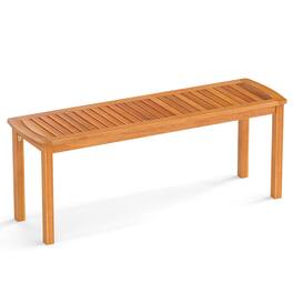 Costway - Acacia Wood Outdoor Bench 48" Long Patio Dining Bench with Slatted Seat for Garden - Orange