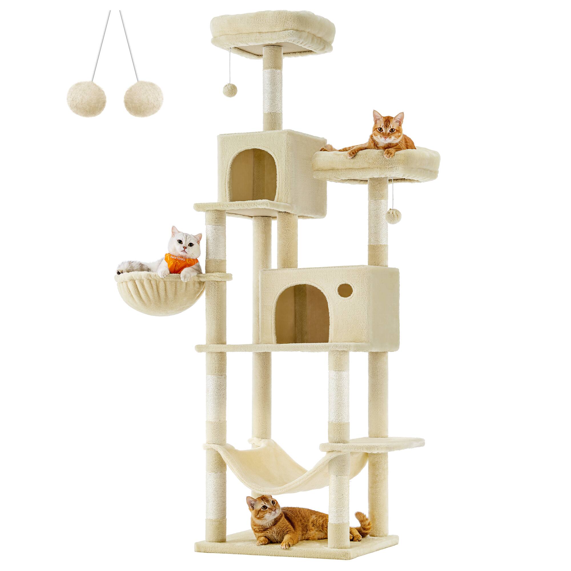 Front. Songmics Home - Multi-Level Cat Tower with Hammock & Spacious Cave.