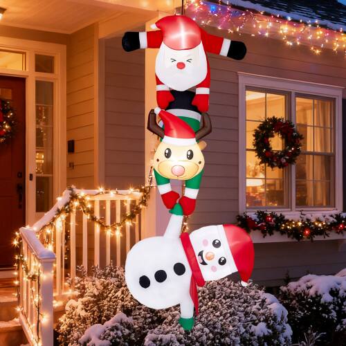 Alt View 10. Winado - 7.5FT Christmas Inflatable Hanging Santa Reindeer Snowman with Built-in LED Lights for Holiday Party Garden Decoration - Multicolor.