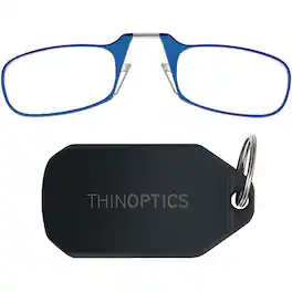 ThinOptics - 1.0 Reading Glasses with Black KeyChain - Blue
