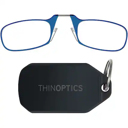 Front. ThinOptics - 1.0 Reading Glasses with Black KeyChain - Blue.