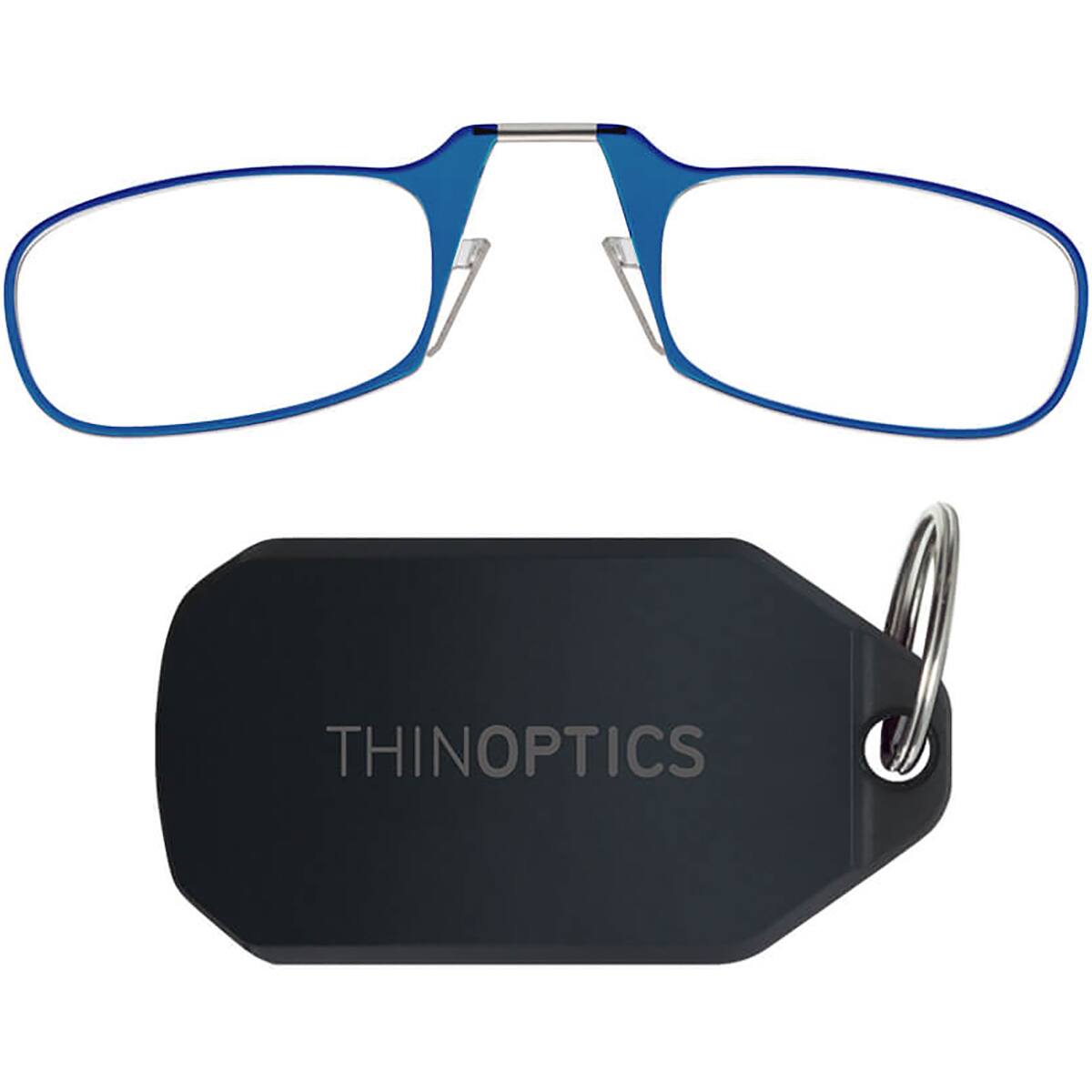 Front. ThinOptics - 1.0 Reading Glasses with Black KeyChain - Blue.