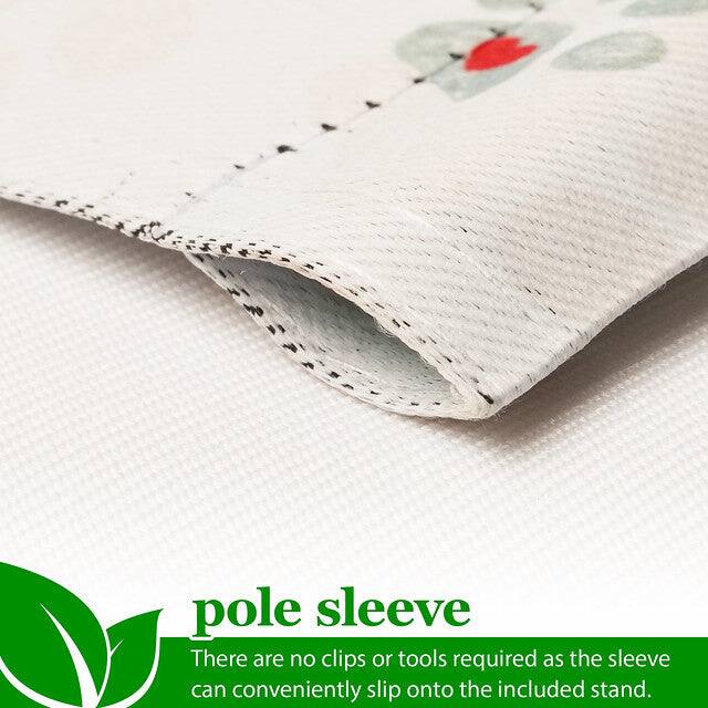 pole sleeve  
There are no clips or tools required as the sleeve can conveniently slip onto the included stand.