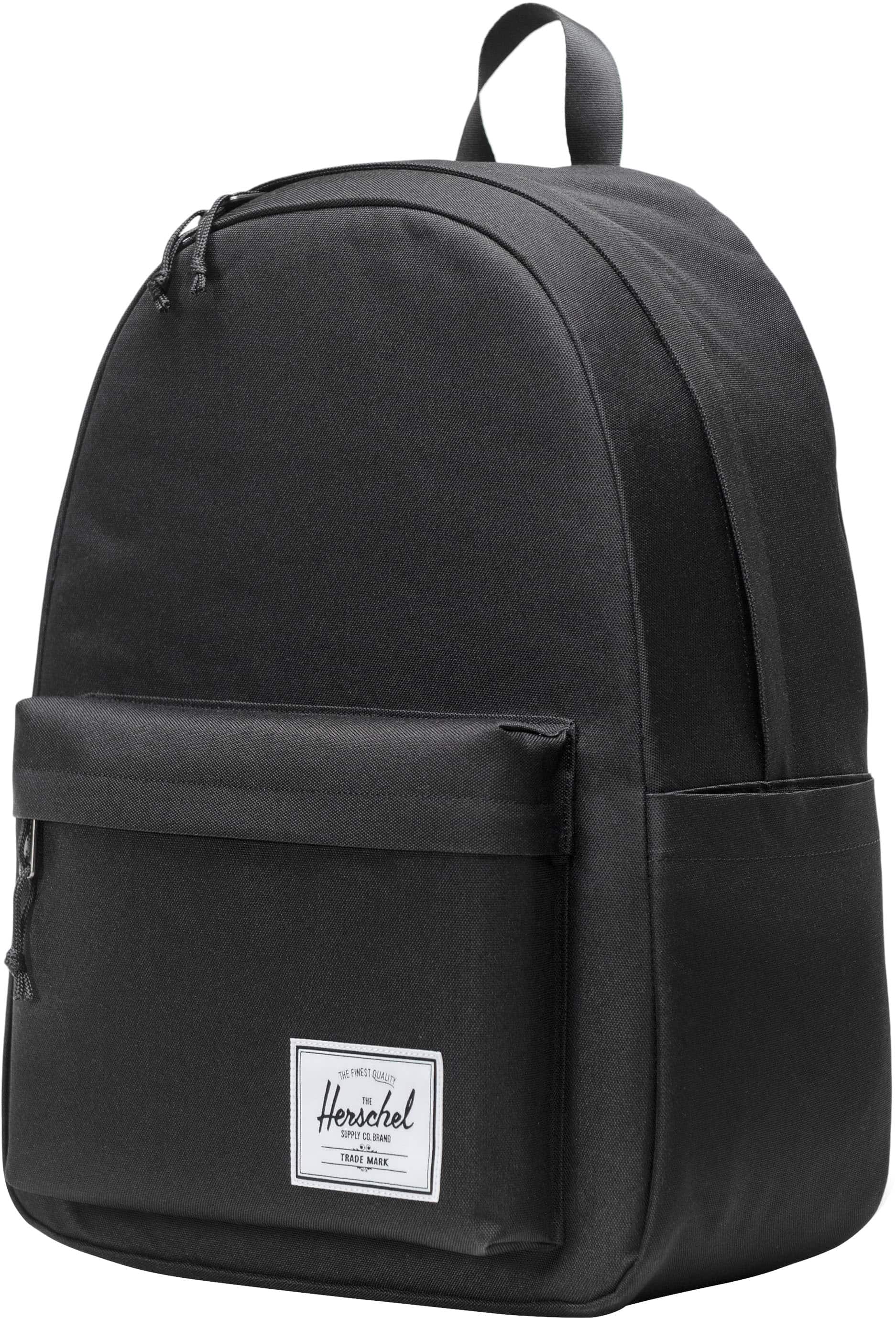 Herschel is the brand of the black backpack in the image.