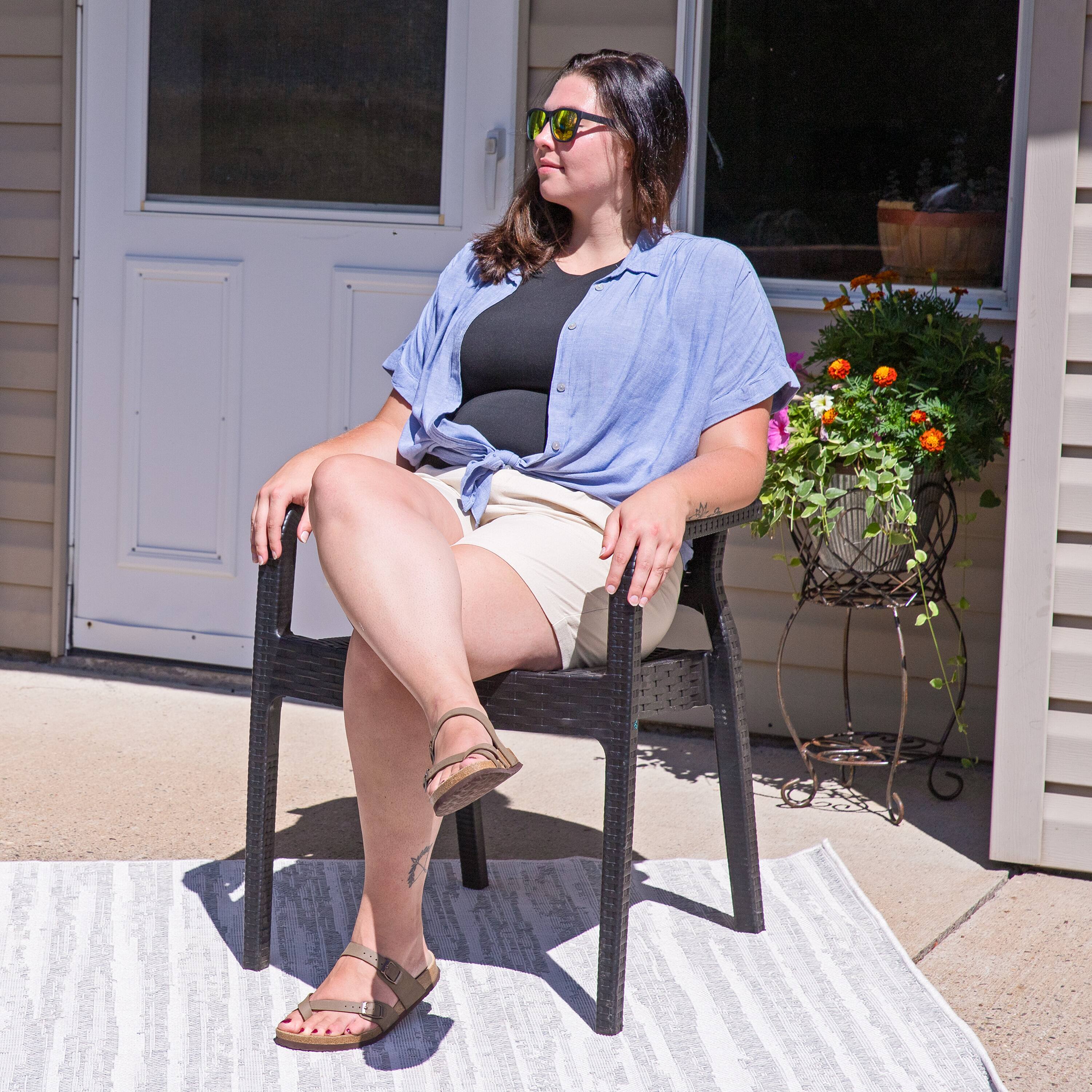 Alt View 7. Sunnydaze - Segonia Plastic Stackable Dining Armchair - Set of 2 - Black.