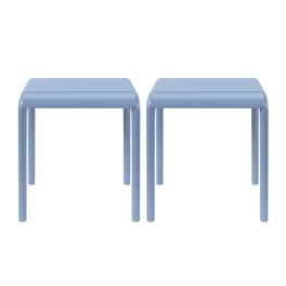 WestinTrends - Playa Plastic Modern Outdoor Patio Accent Side Tables (Set of 2) - French Blue