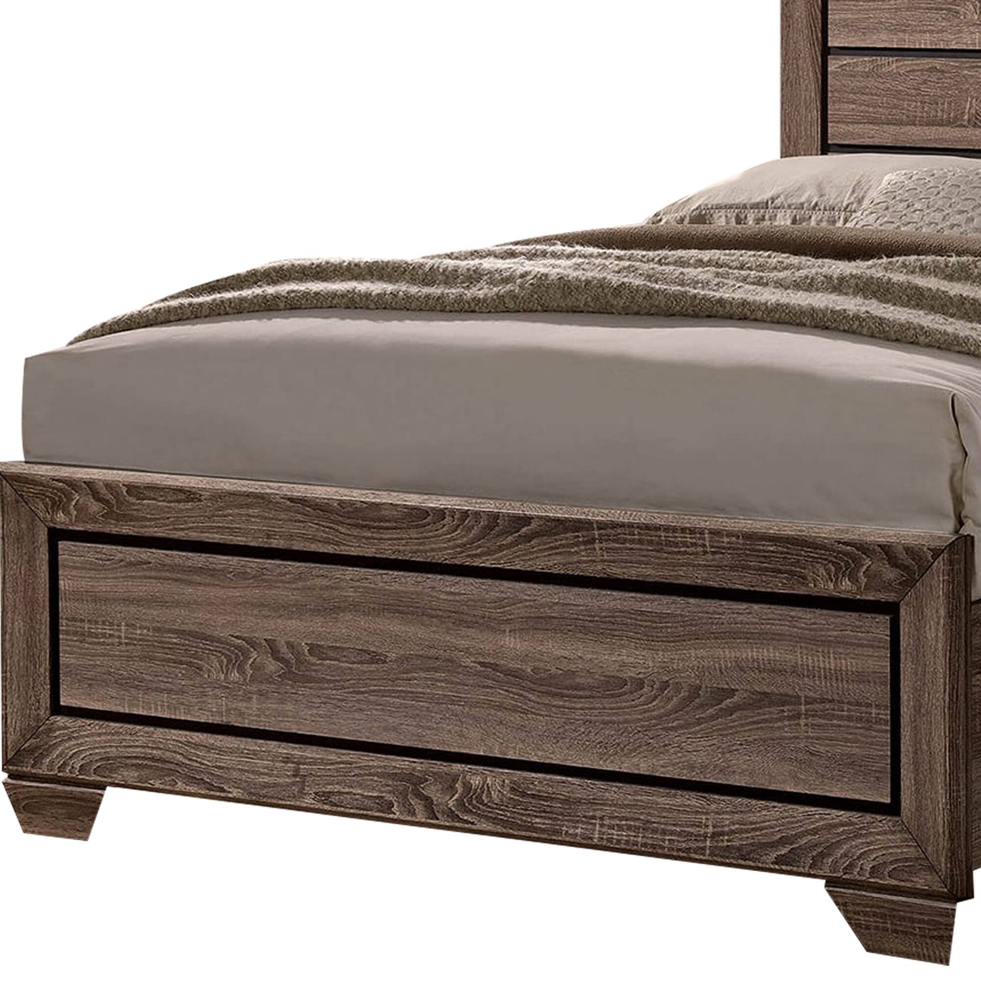 Alt View 3. Manhattan Lane - Wooden Eastern King Size Bed with Storage Drawers - Brown.