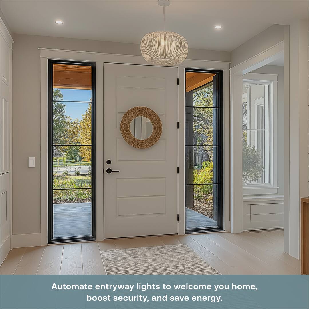 Automate entryway lights to welcome you home, boost security, and save energy.