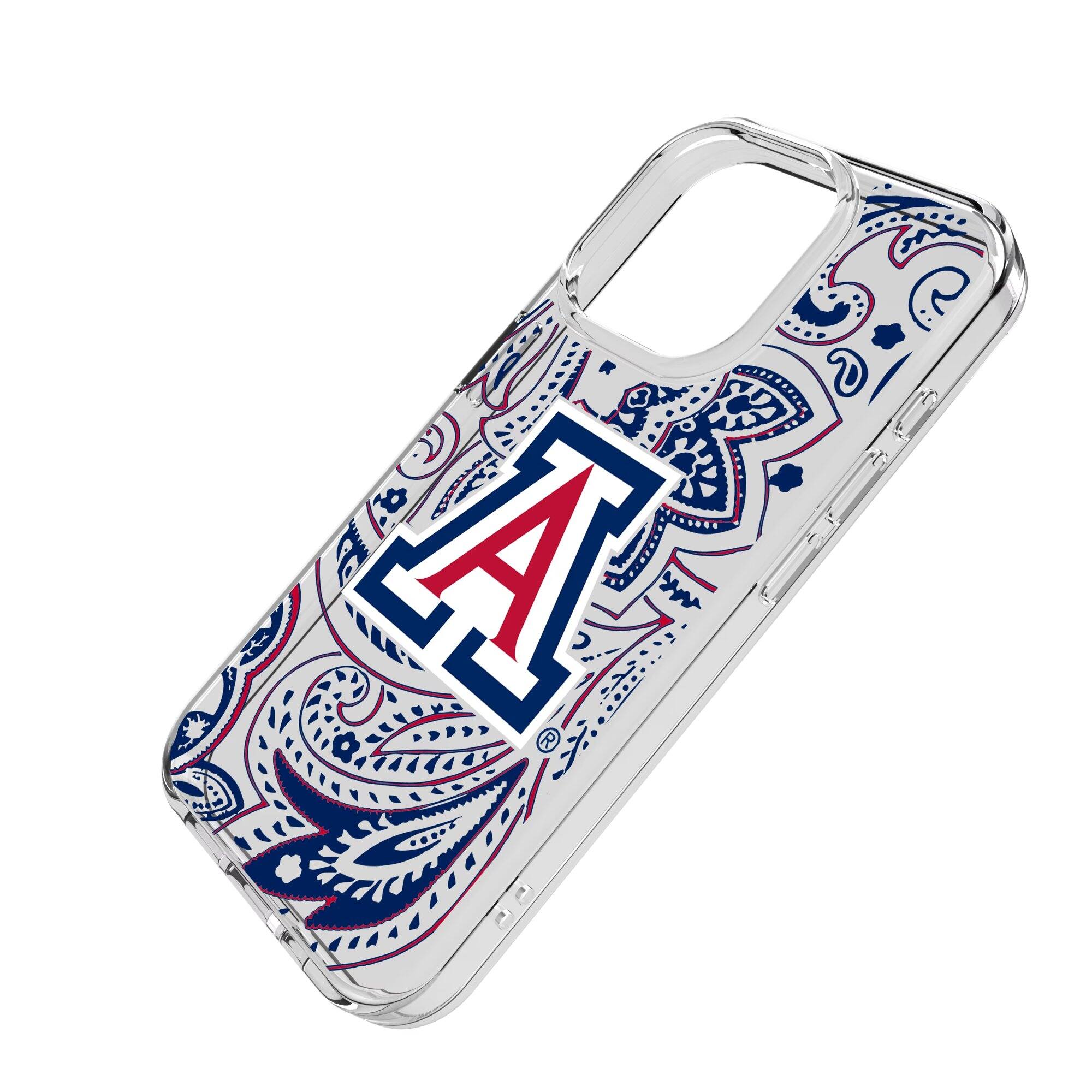 Alt View 1. Keyscaper - Arizona Wildcats iPhone Paisley Design Clear Case - 16 Plus - Multicolor.