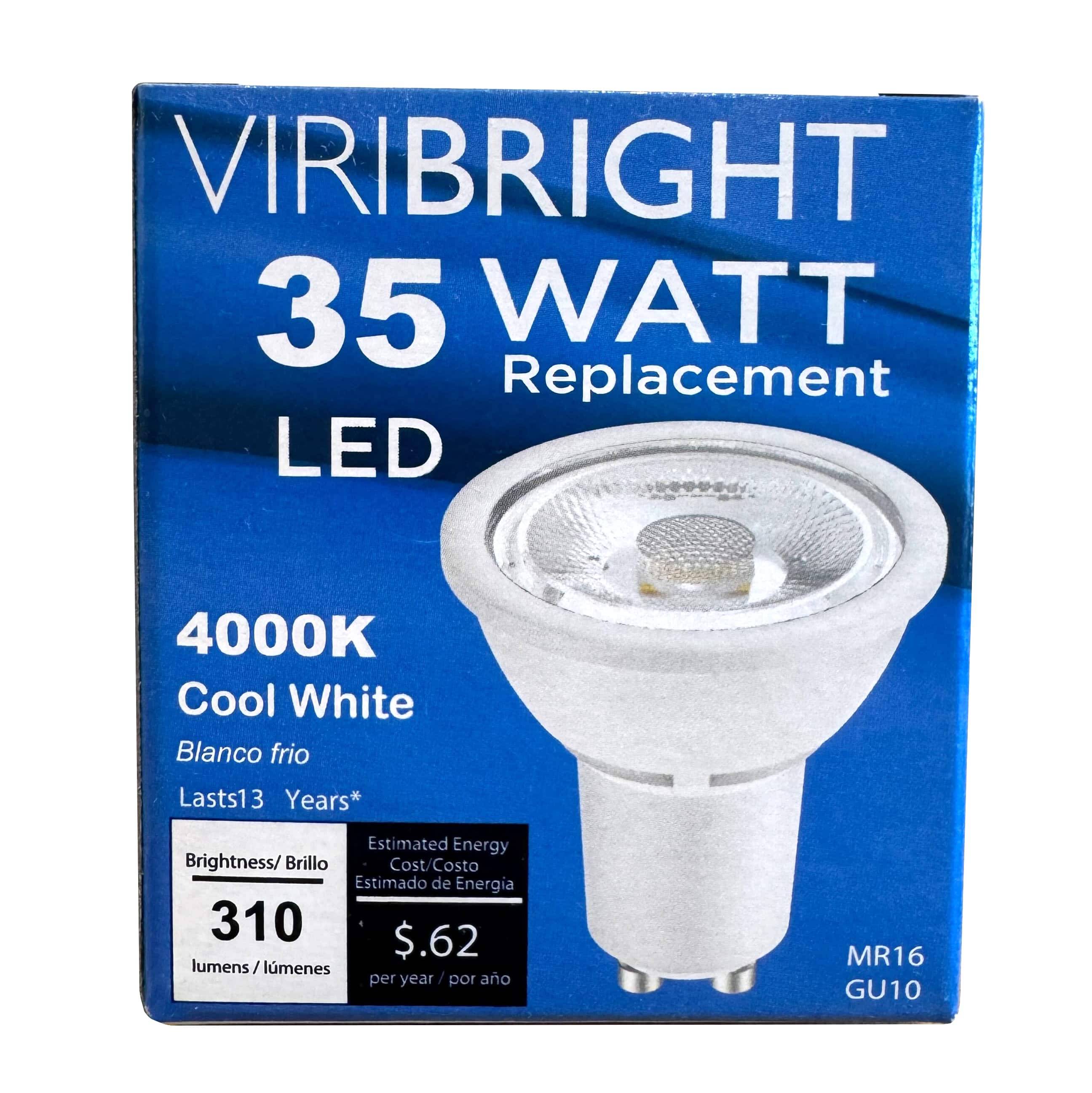 VIRIBRIGHT - 35-Watt EQ MR16 GU10 310lm LED Medium Reflector Flood Light Bulb