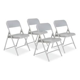 National Brand - 800 Series Premium Plastic Folding Chair Supports Up to 500 lb 18 Seat Height Seat Back Base 4/Carton - Gray