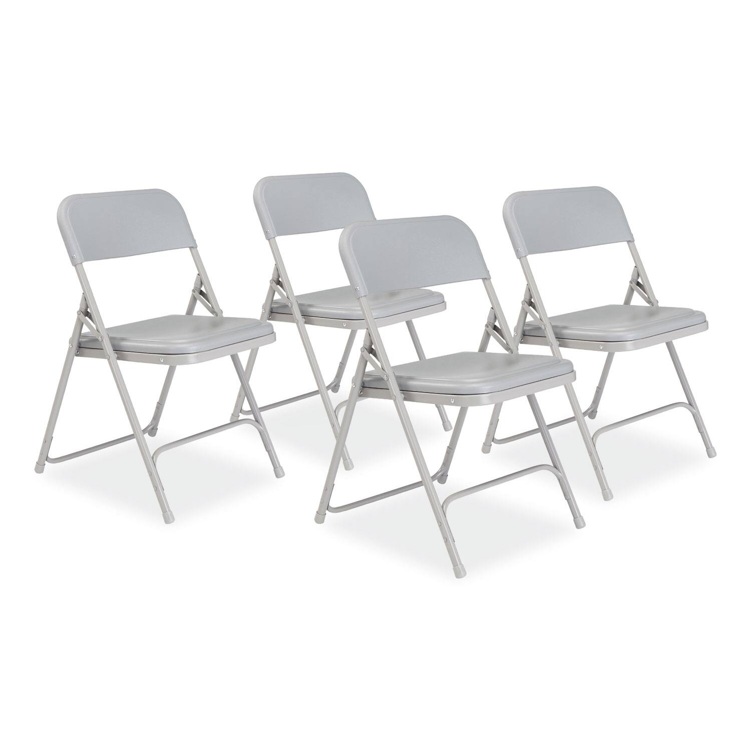 National Brand - 800 Series Premium Plastic Folding Chair Supports Up to 500 lb 18 Seat Height Seat Back Base 4/Carton - Gray