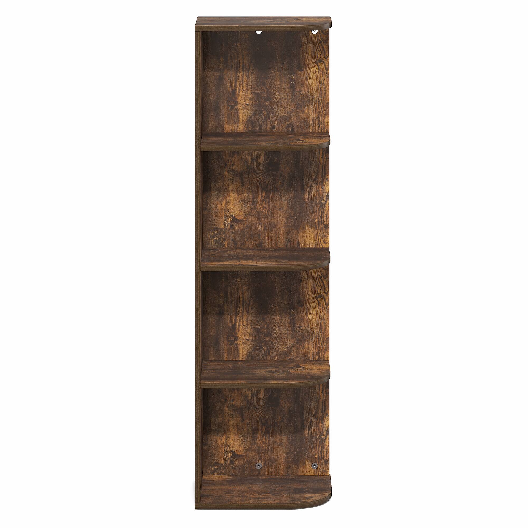 Alt View 6. Furinno - PASIR Book Shelf, 4-Tier Corner Bookshelf with Open Shelf, Standing Bookcase, 9.3 x 12 x 41.4 - Amber Pine.