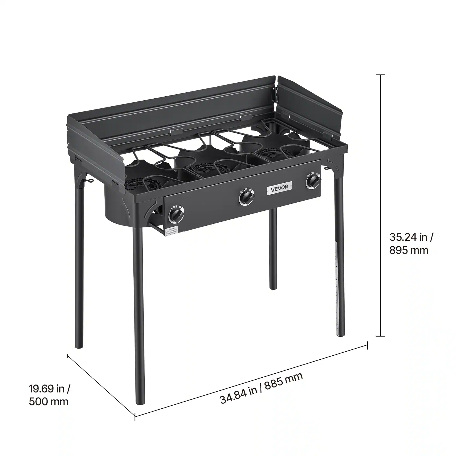 - VEVOR
- 35.24 in / 895 mm
- 19.69 in / 500 mm
- 34.84 in / 885 mm
