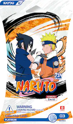 KAYOU 8+
JIN Chapter
NARUTO
NARUTO Smriti
WARNING! CHOKING HAZARD - Small parts. Not for children under 3 years.
Collectible Cards
PLATINUM
8 CARDS
03 K SERIES