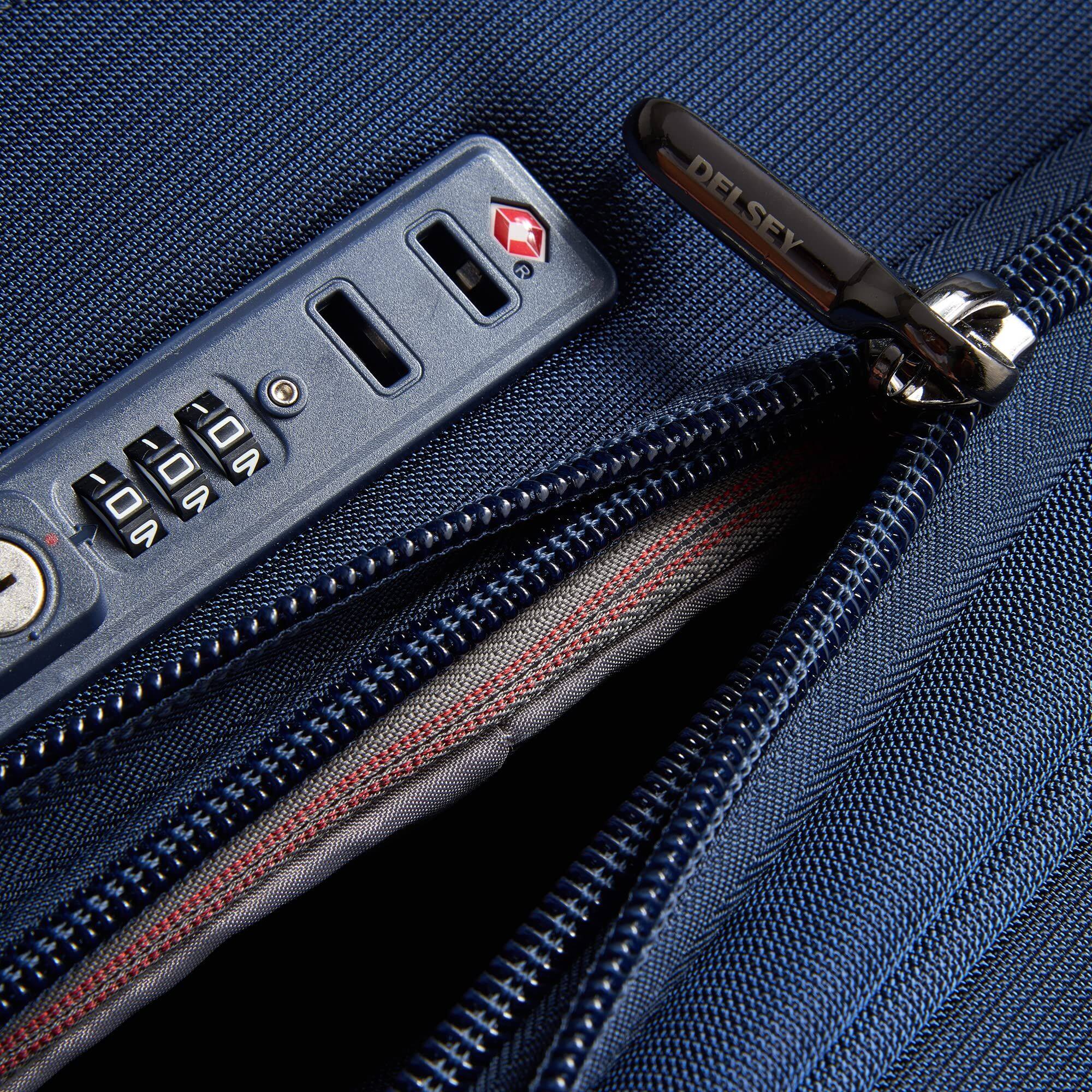 Alt View 4. Delsey - Helium DLX 3-Piece Set (20/25/29) Softside Expandable Luggage with Spinner Wheels - Navy Blue.