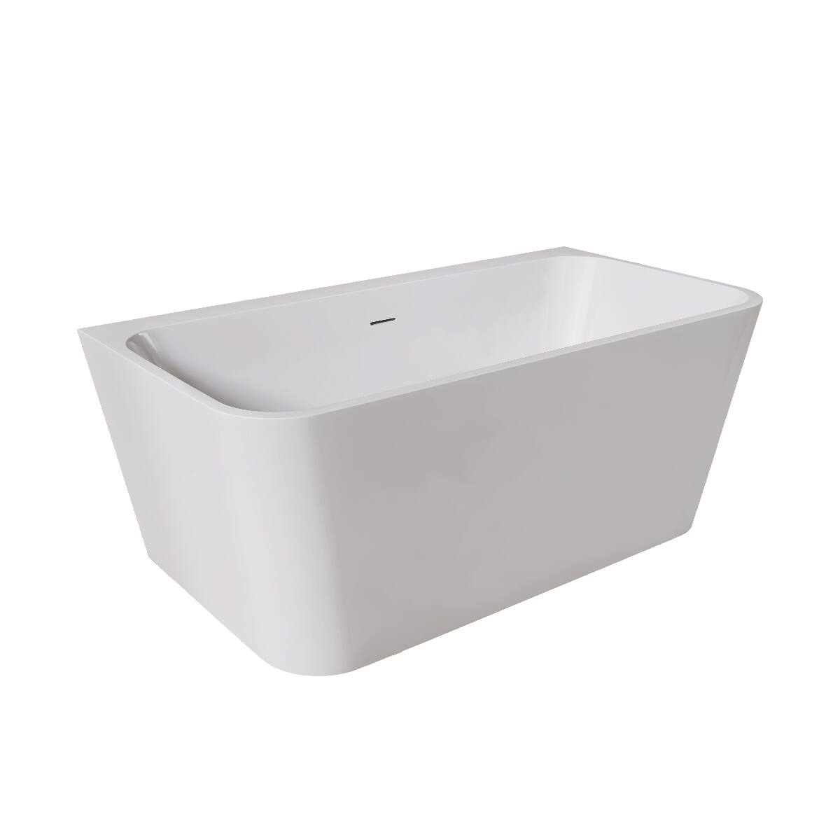 Back. Loheer - Loheer 55 in Freestanding Acrylic Soaking Bathtub Gloss White Rectangular Tub - Gloss White.