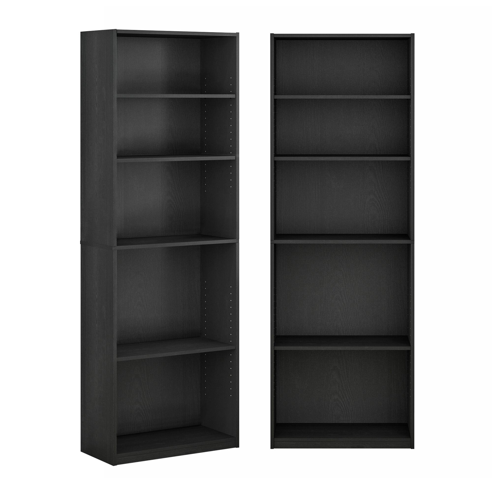 Alt View 6. Furinno - JAYA Book Shelf Set of 2, 5-Tier Bookshelf, Bookcase, with Adjustable Shelf, for Home Office, Living Room - Blackwood.