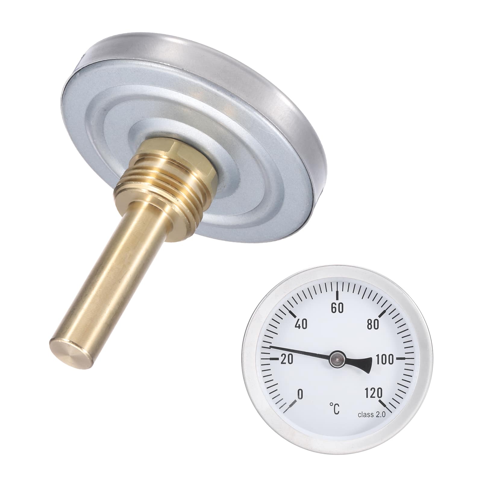 Unique Bargains - Bimetal Thermometer 2in Stem & 2.5in Dial, 0-120°C, Shatterproof Glass Lens, Industrial Grade - Silver price history on PriceWatchPro