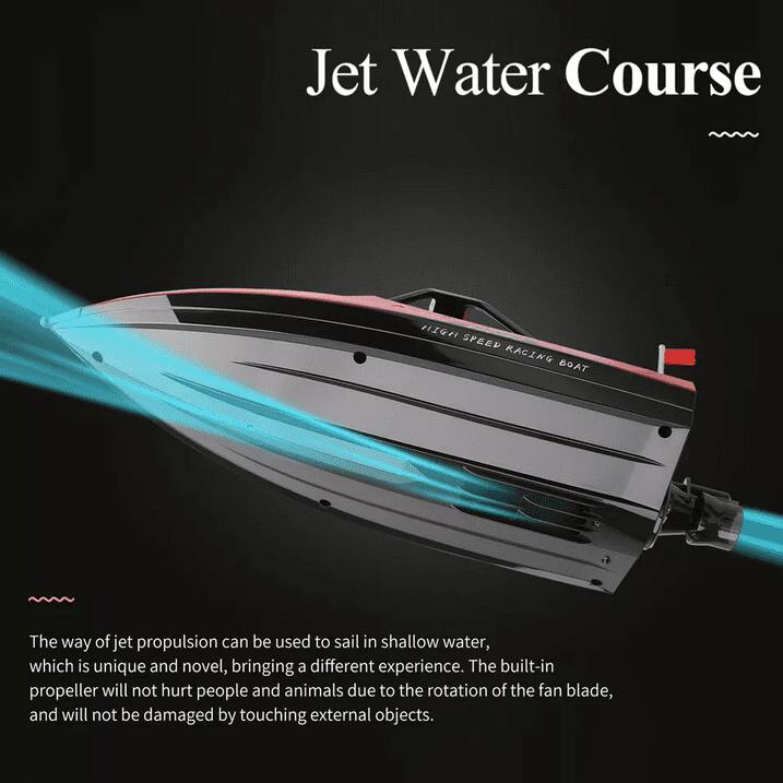 Jet Water Course

HIGH SPEED RACING BOAT

The way of jet propulsion can be used to sail in shallow water, which is unique and novel, bringing a different experience. The built-in propeller will not hurt people and animals due to the rotation of the fan blade, and will not be damaged by touching external objects.