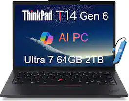 Lenovo - Upgraded - ThinkPad T14 Gen6 14" FHD+ Business Laptop - Intel Core Ultra 7 with 64GB Memory - 2TB SSD - Windows 11 Pro - Black Non-Touchscreen