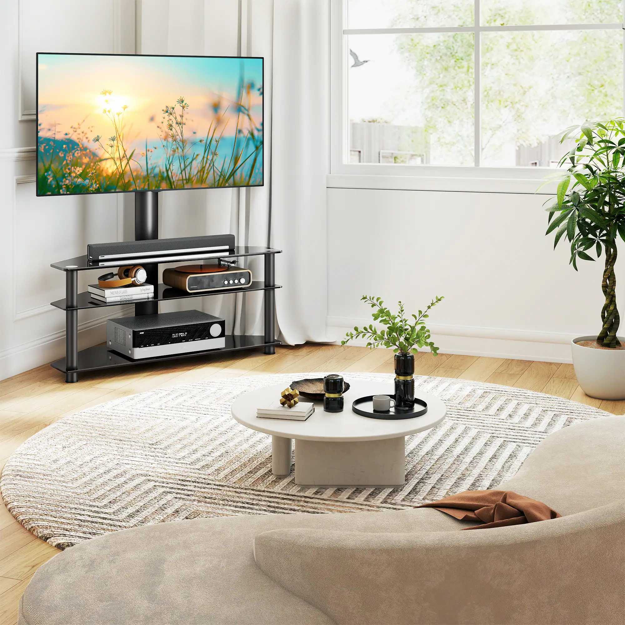 Rfiver Suitable for 32 70 inch heavy floor standing TV stands Black ...