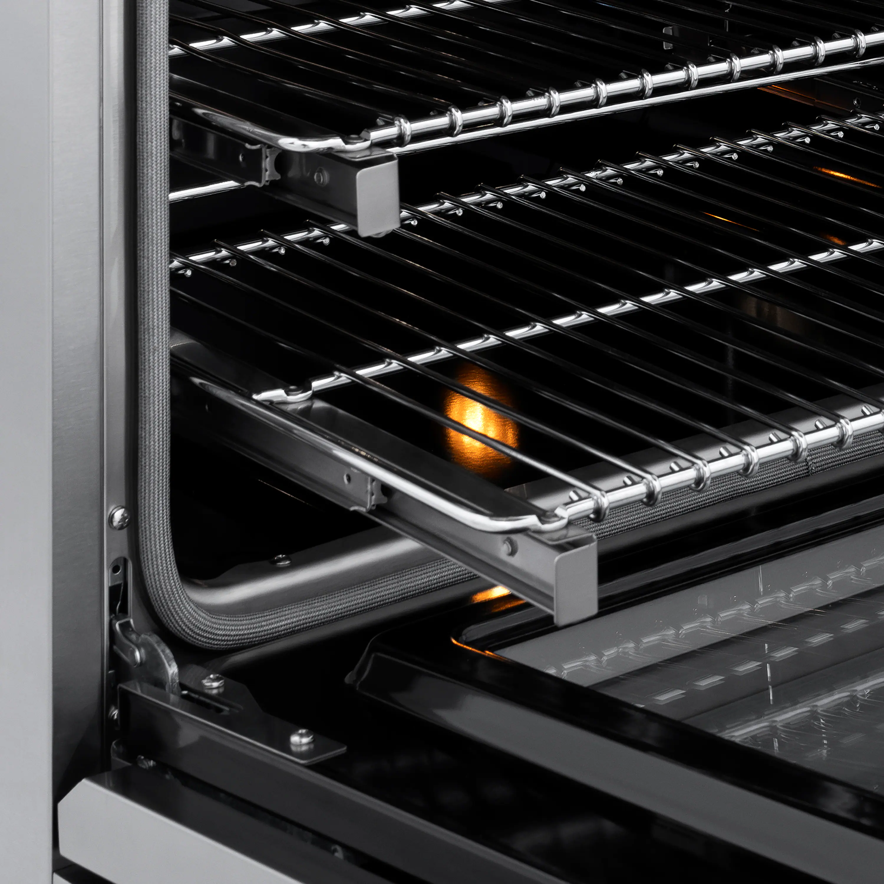 Alt View 7. ZLINE - Autograph 36 in. 5.2 cu. ft. Manual Clean Marino Freestanding DuoPro Gas Range with Convection Oven & Black Accents - Stainless Steel.