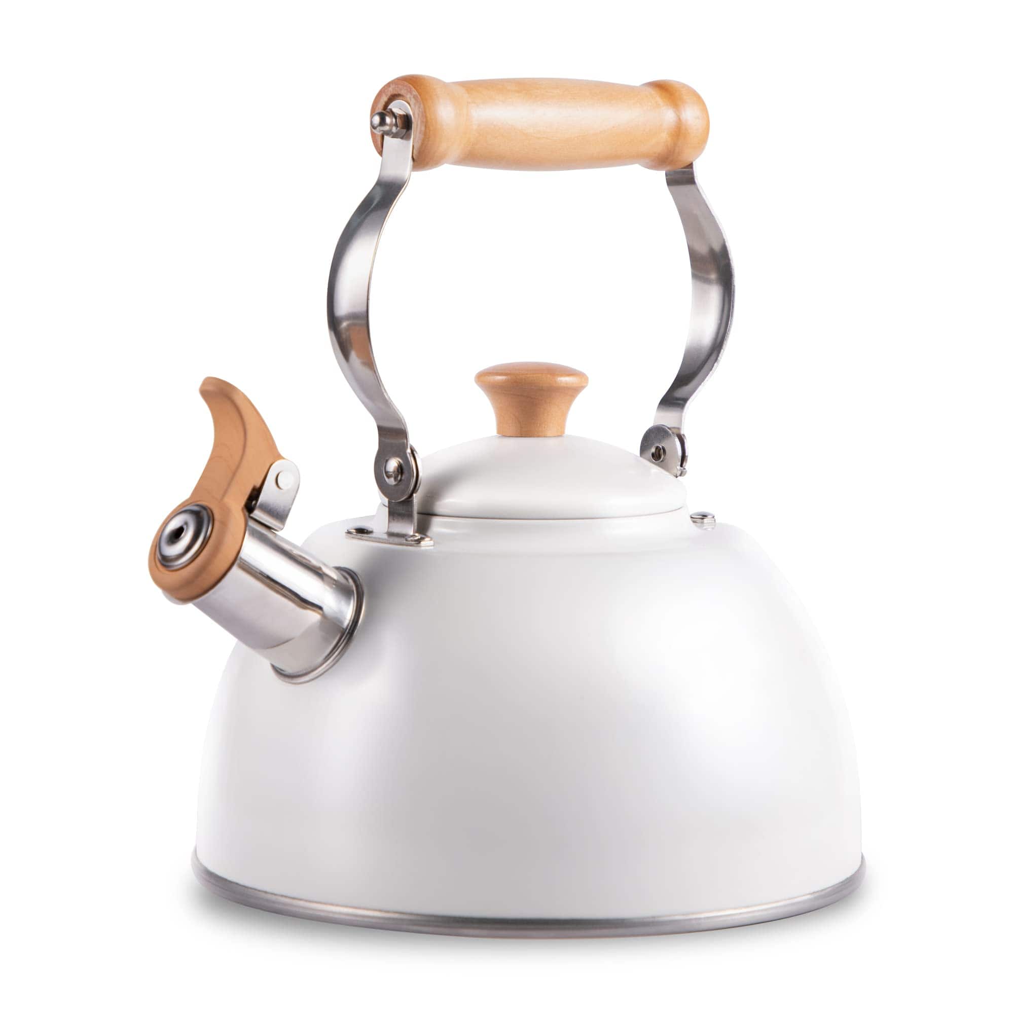 PARKER SLATER - Tea Kettle Pot With Cool Touch Handle Teapot Food Grade Stainless Steel Stovetop Whistling Small Kettles 2.7 Quart - White(2.7QT)