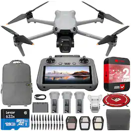 DJI - Air 3S Drone Fly More Combo w/ RC 2 Remote + Extended Warranty Deluxe Bundle