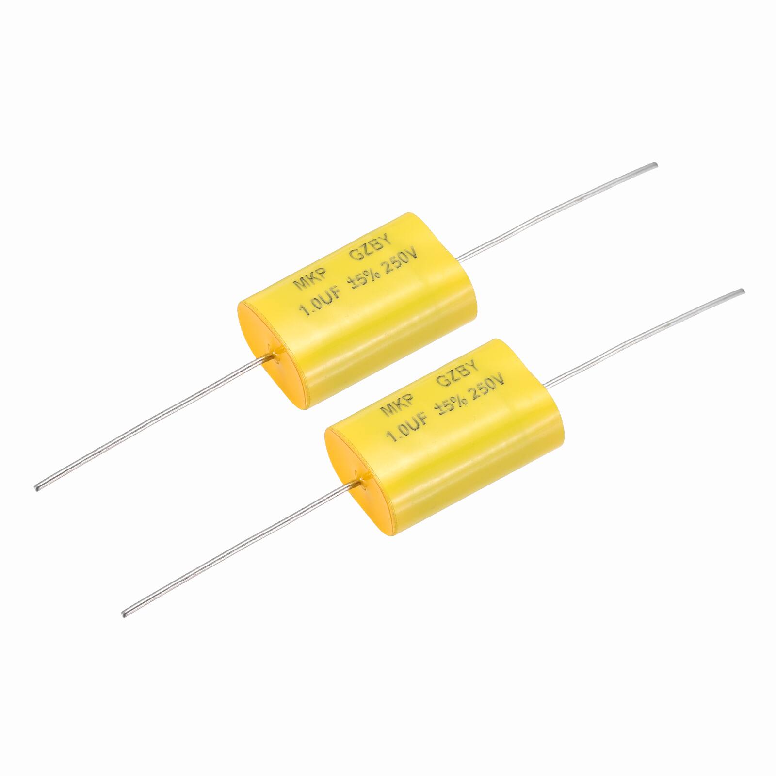 Unique Bargains - 2pcs 1uF Frequency Divider Capacitor, 250V Audio Speaker Crossover Non-Polarity Polypropylene MKP Film Capacitor - Yellow price history on PriceWatchPro