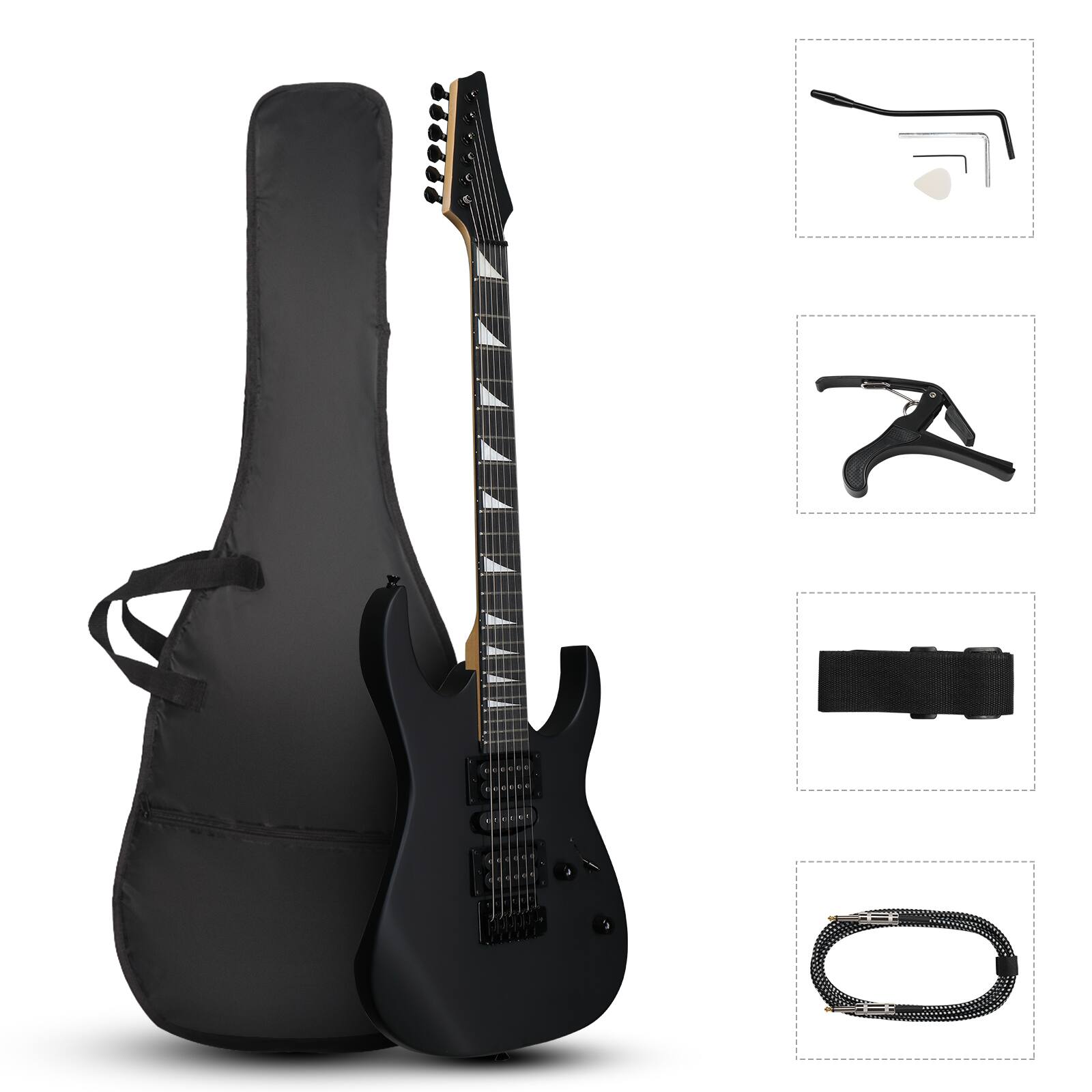 Winado - Full-Size Electric Guitar, Solid Body HSH Pickups 170 Guitars Beginner Kit with Gig Bag, Shoulder Strap