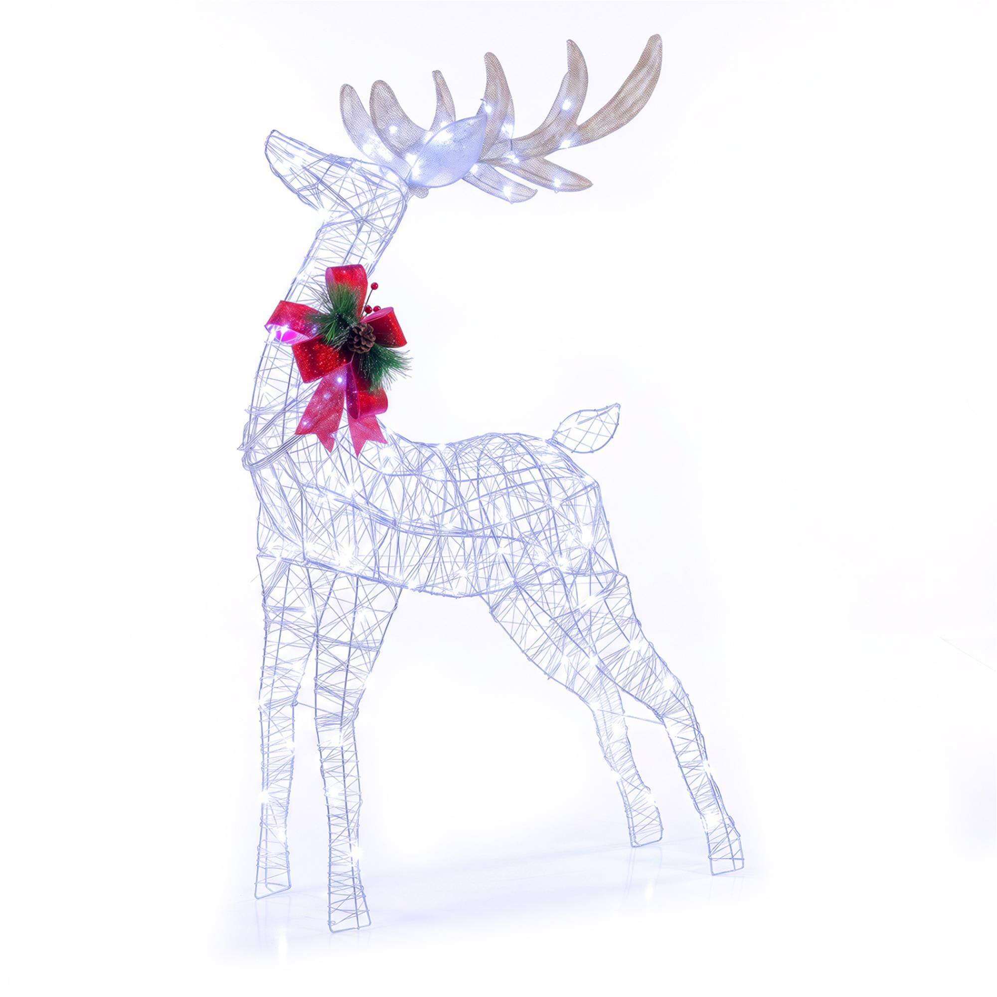 Front. Boyel Living - Lighted Christmas Reindeer with Cold LED Lights for Yard-White - White.