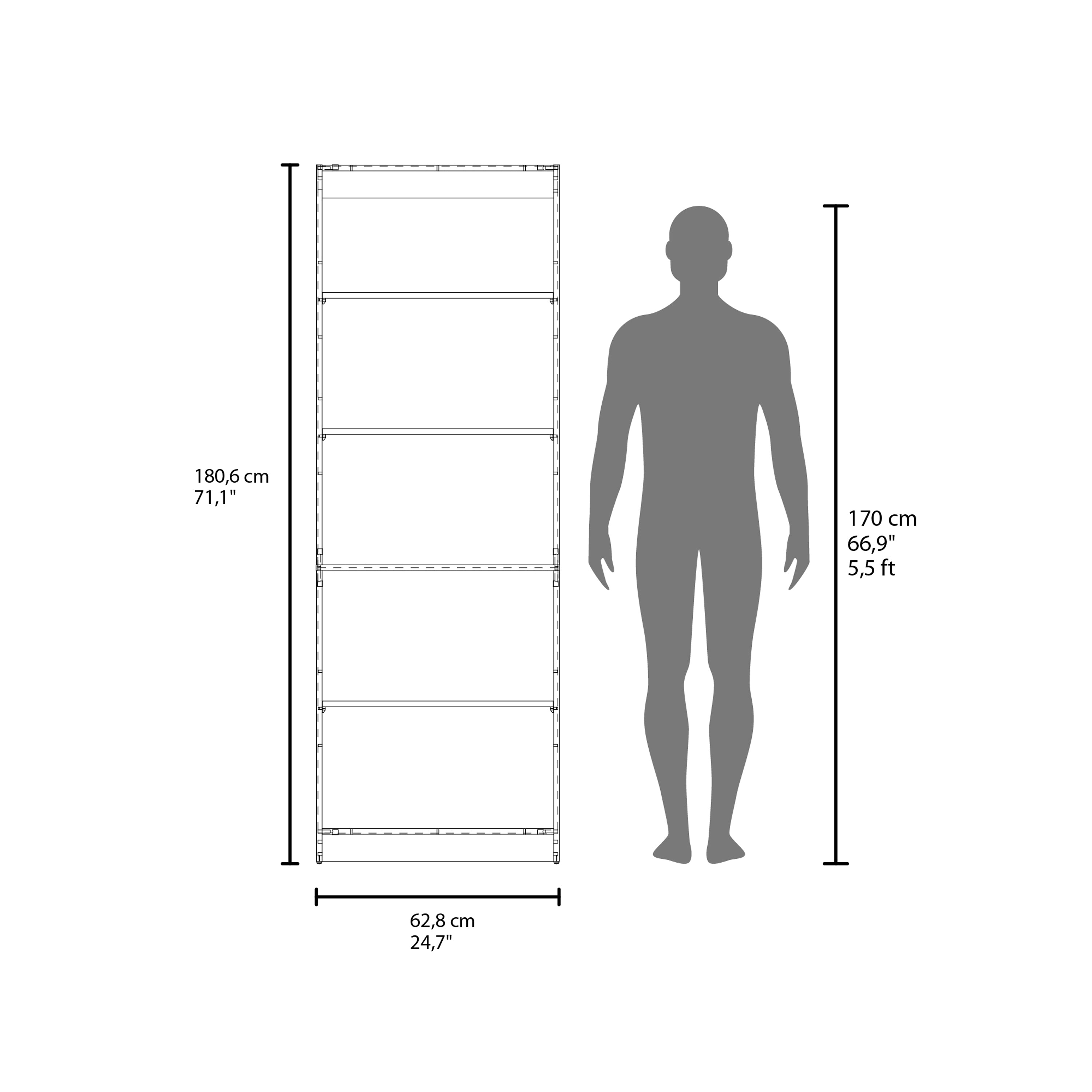 180,6 cm 71,1", 170 cm 66,9" 5,5 ft, 62,8 cm 24,7"