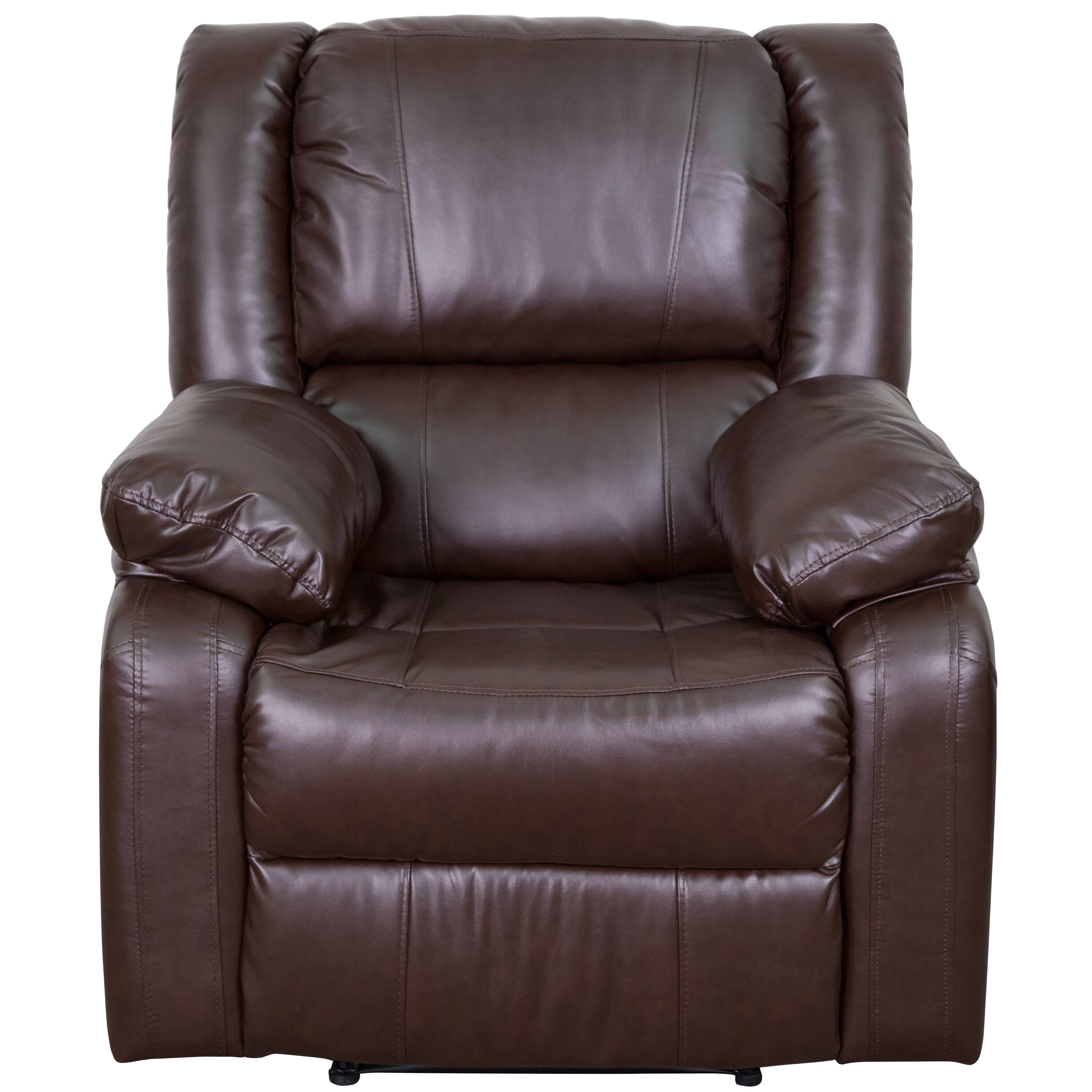 Alt View 6. Emma + Oliver - Recliner with Bustle Back and Padded Arms - Brown LeatherSoft.