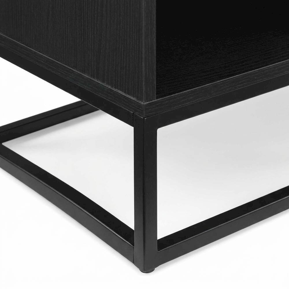 Alt View 3. FurniFact - Black Record Player Stand, MDF Steel Industrial Vinyl Console - Black.